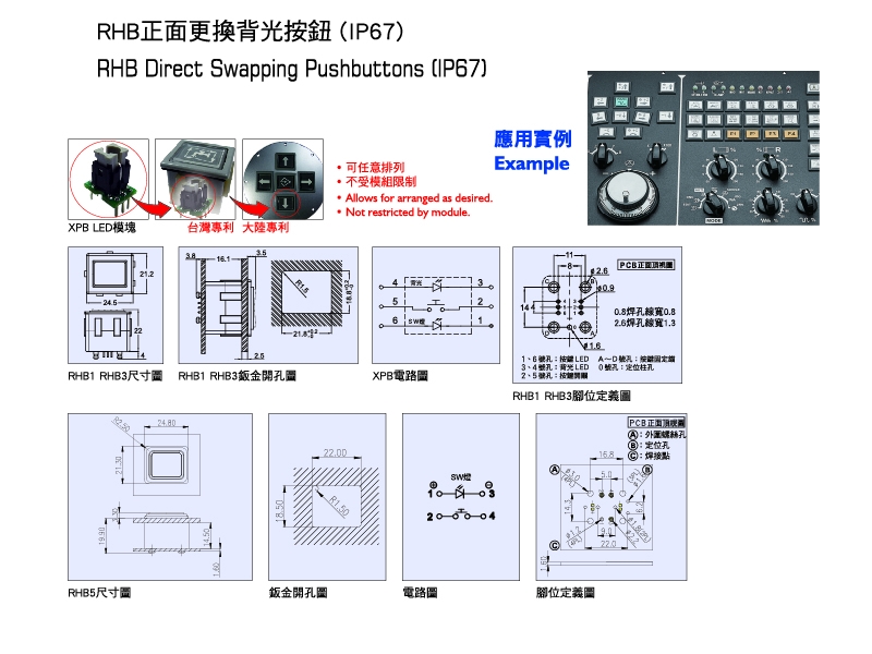 RHB正面更换背光按钮（IP67）